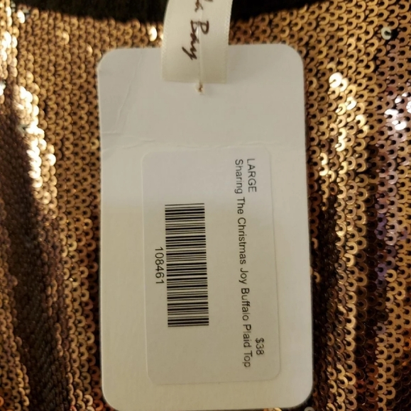 NWT Buffalo plaid/sequin top size lg - Picture 3 of 3